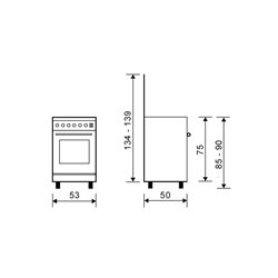 Cocina Vitrokitchen UN55IB GLEM, 53x50, Inox, Butano