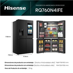 Frigo Americano 4 Puertas Hisense NEGRO RQ760N4IFE