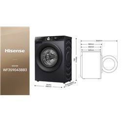 Lavadora Hisense WF3S9043BB3 9kg, 1400rpm, A