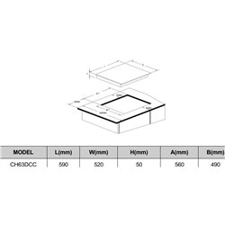 Vitroceramica Candy CH63DCC  33803522 3 fuegos