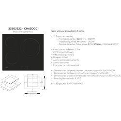 Vitroceramica Candy CH63DCC  33803522 3 fuegos