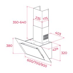 Campana Teka DVT Pro 78660 TBS 70cm, Inclinada,698 m³/h, A+