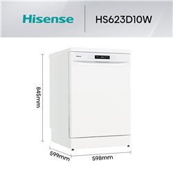 Lavavajillas Hisense HS623D10W 14cubiertos, D, Blanco