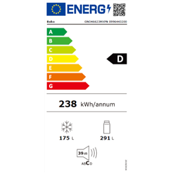 Frigorifico 4P Beko GNO46623MXPN 180x80cm, NoFrost, D