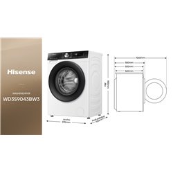 Lavasecadora Hisense WD3S9043BW 9/6kg, 1400rpm