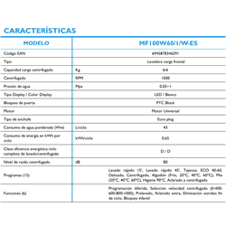 Lavadora Midea MF100W60/1/W-ES 6Kg, 1000RPM, D