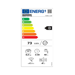 Lavadora Rommer FAMILY 1148 8kg, 1000rpm, D, Blanca