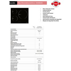 Induccion Corbero CCIG3BL604  3 Zonas, 6000w, 30cm